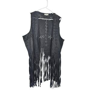 Rebellion Fringe Vest Women Faux Suede Cowgirl CostumeTassel 70s Hippie